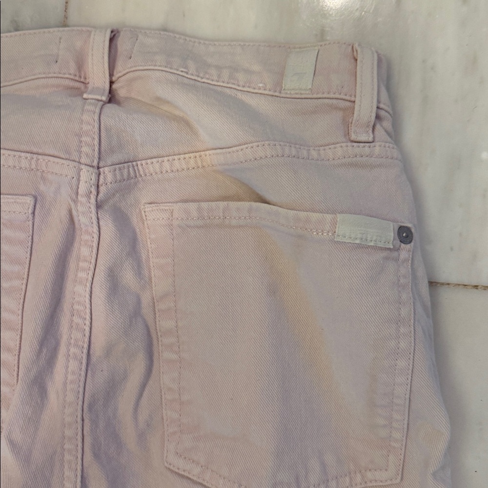 7 For All Mankind Women's Light Pink Straight crop distressed hem - Picture 4 of 4